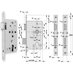 Serrure DIN standard BKS 6031 55/72 gauche/DIN R têtière déportée / pce