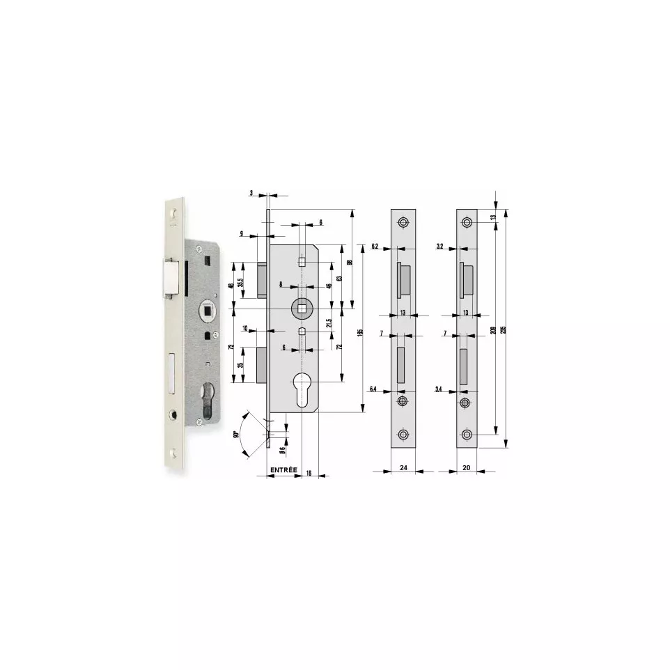 Slot DIN smal BKS 0007 45/72...