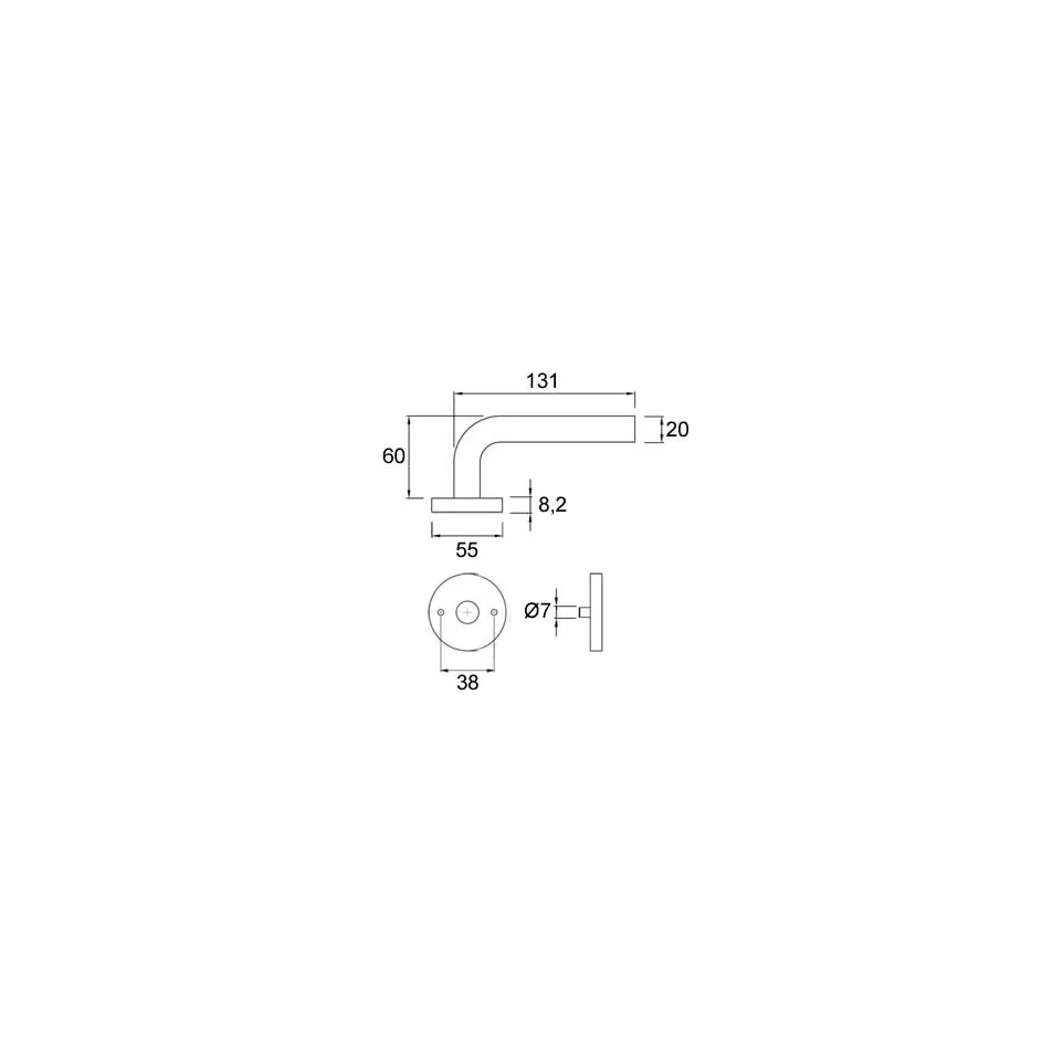 L-shape Door Handle Set Ø20mm on...