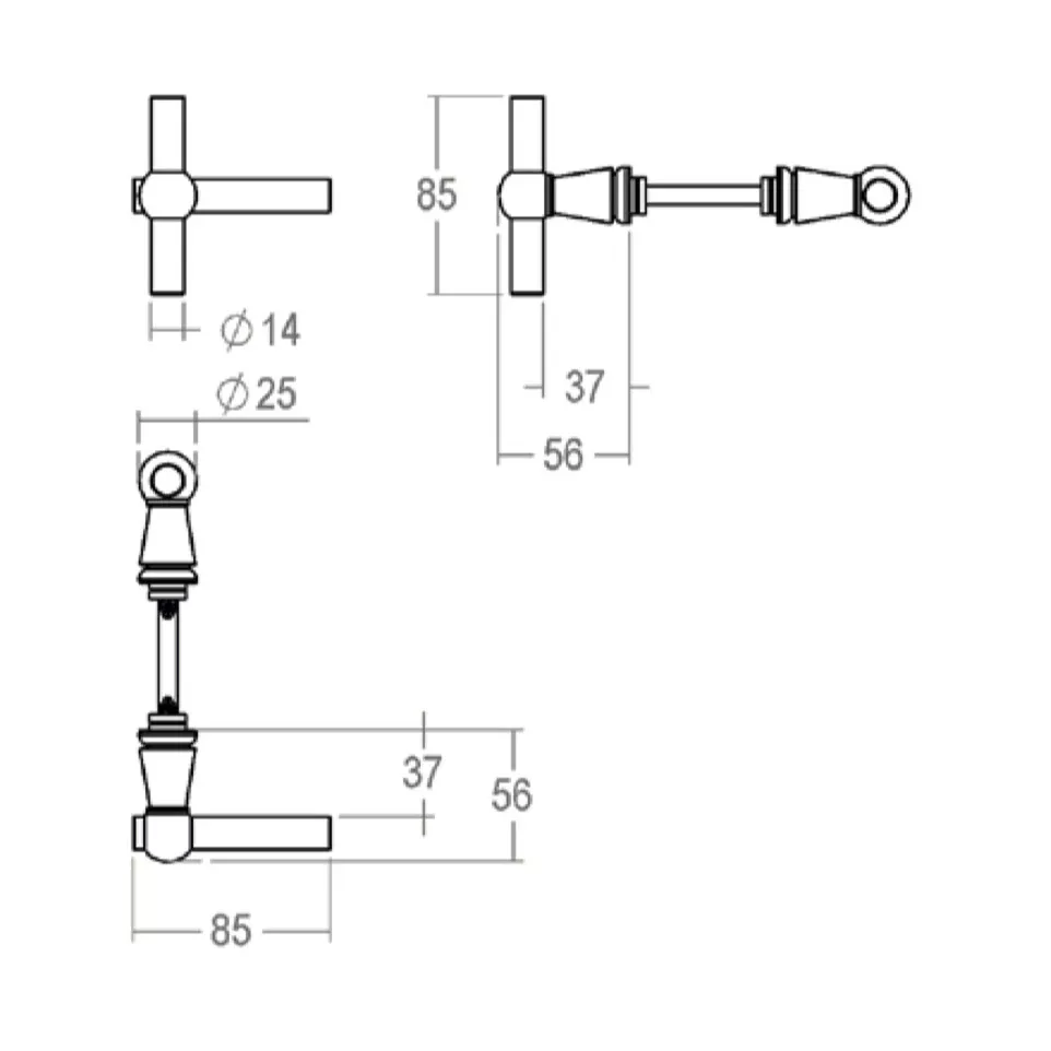 grepen n°124 L+T messing geboend...