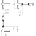 Polished Brass Door Handles No.124 L+T (Without Rose) / pc