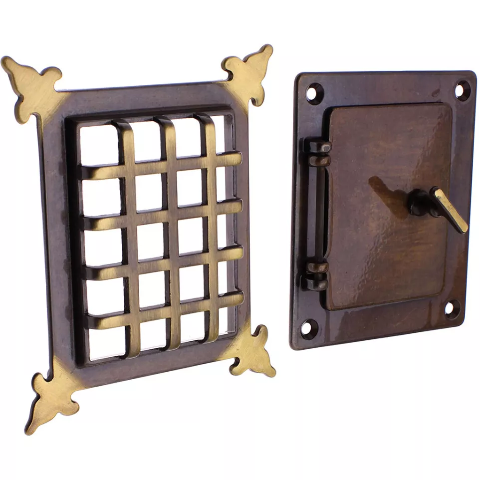 Bronzen deurspion + poortje 105x120mm...