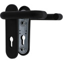 Pair of Black Door Handles on Short Plate PZ72 9mm Square for Metal Door Hörmann / pc