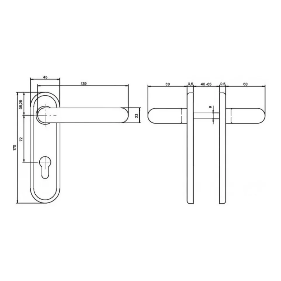 Pair of Black Door Handles on Short...
