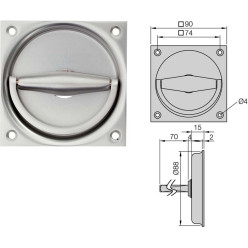 Komgreep van zilver geanodiseerd aluminium (mannelijk deel) / pce