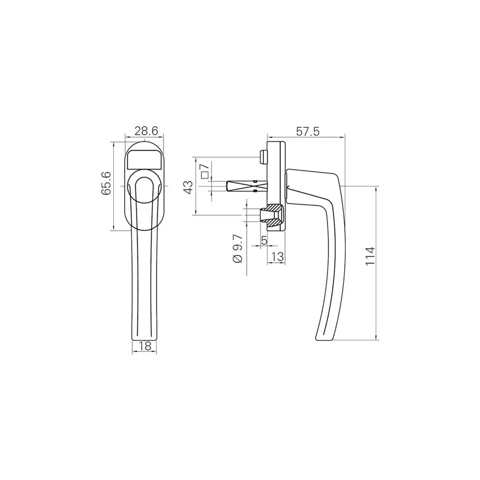 Venstergreep met stift Rotoline 30mm...