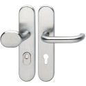 U-Button Handle Set on Security Backplate ES1 with Cylinder Protection ZA 72PZ 57-62mm RAL8077 Brown per piece