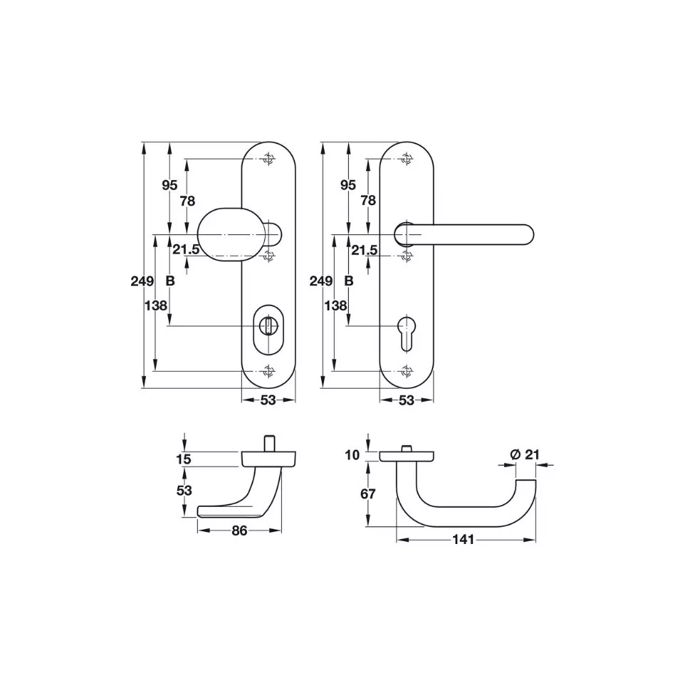 U-Button Handle Set on Security...
