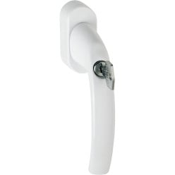 Poignée Hoppe Atlanta à clé Secu100+Secustik 32-42mm + 2 vis M5x50 & 55 blanc ral 9016 / pce