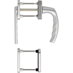 Garniture porte balcon Hoppe Atlanta 'poignée + poignée passage volet' anodisé argent F1 / pce