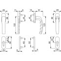 HOPPE Atlanta Balcony Door Handle Set Brass F77 handle + shutter handle per piece