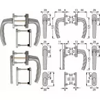 Garniture porte balcon Hoppe Atlanta 'poignée + poignée' laiton F77 / pce
