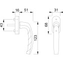 Poignée Hoppe Atlanta 90° Secustik 20-30mm + 2 vis M5x35 et 40 blanc ral 9016 / pce