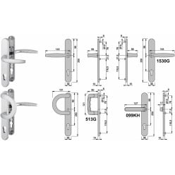 HOPPE Atlanta Door Handle Set with Pull, 92mm PZ, Plate 3357N, RAL 9016 Interior / RAL 9001 Exterior / pc