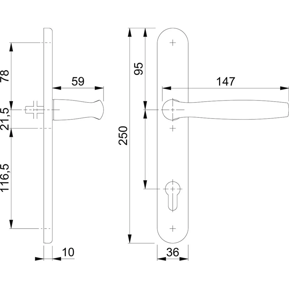 Hoppe New York Half Set Door Trim 92...