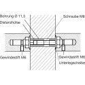 Bevestiging 250.50.3, 45°, per paar gemonteerd, verstelbaar 50-75mm (set van 2 stuks) / pce