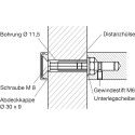 Bevestiging 150.85, 1-zijdige bevestiging, verstelbaar 85-110mm, roestvrij staal (set van 2 stuks) / pce