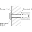 Mounting Bracket 150.00, single side installation, M12x95mm (50-59mm), stainless steel (set of 2 units) / pc