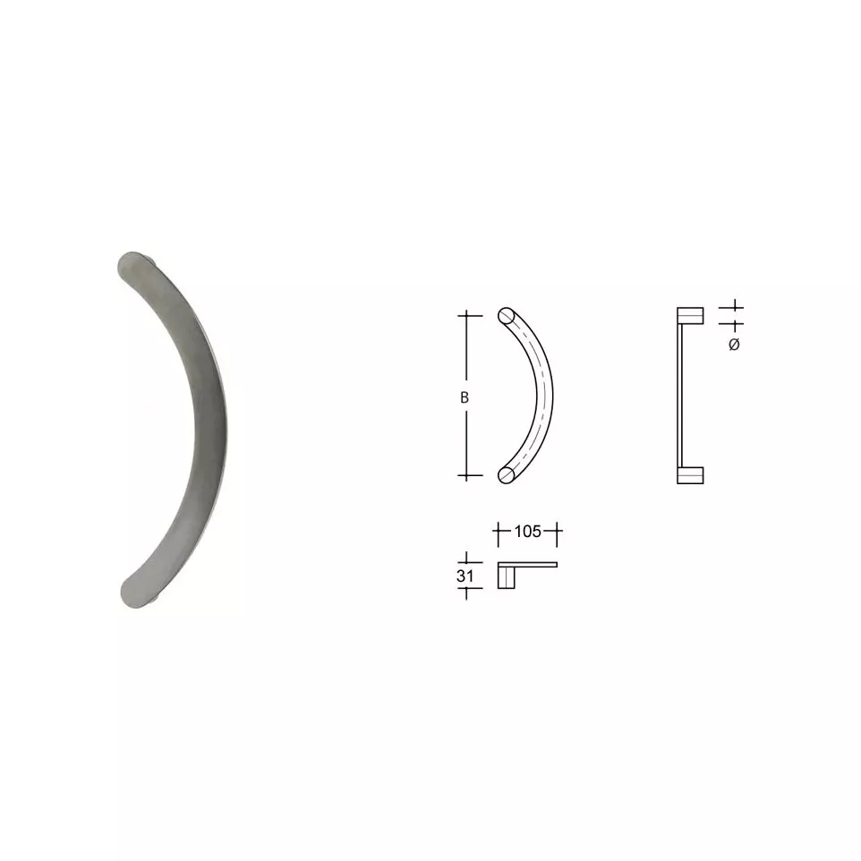 Deurtrekker h=31mm (luik) geborsteld...