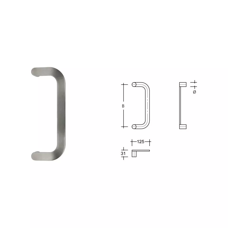 Vlakke deurtrekker  h=31mm (klep)...