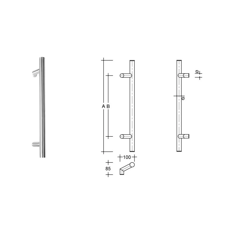 Offset Angled Straight Door Pull Ø25...