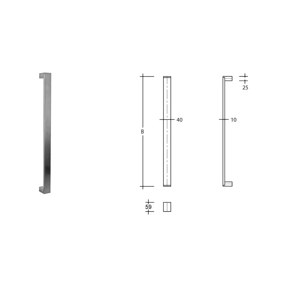 Vlakke deurtrekker 40/10mm U90° 600mm...