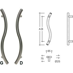 Deurtrekker S Ø25 350/450 mm rechts - inox / pce
