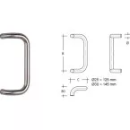 Tirant  de  porte contrecoudé  ES30.300gk Ø30 b=300mm inox / pce