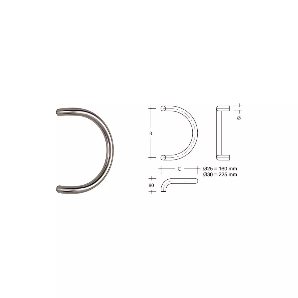 Brushed Stainless Steel Half-Round...