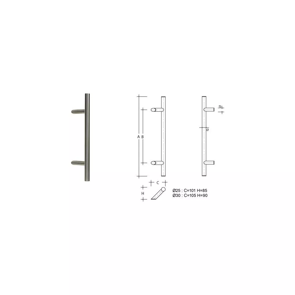 Offset T-stang Ø30 ES300.9 600/800mm...