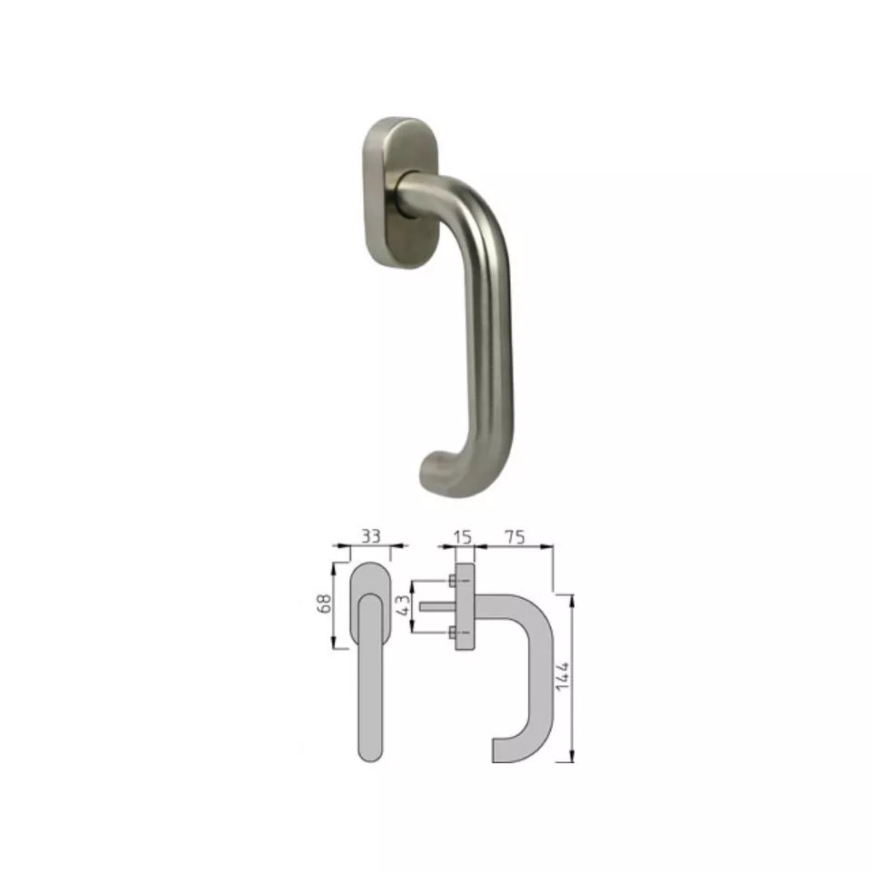 Poignée de fenêtre inox forme U Ø 20...