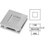 Pair of Square Closed Sockets 65x65mm, Hole Ø50mm, for 8-10mm Glass, Stainless Steel / pc