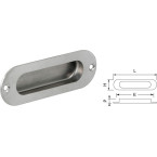 Ovale komgreep in inox / pce