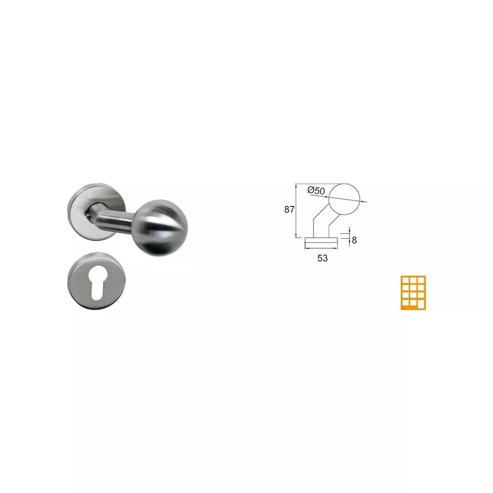Kogelgreep set Ø50mm offset roestvrij...