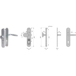 Garniture de sécurité de base poignée - tirant boule 72PZ aluminium F1 / pce