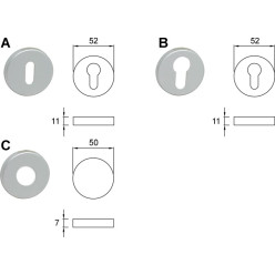 Pair of Ø50mm E8100 Aluminum Escutcheons F1 / pc