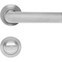 Garniture de porte sur rosace London ER51 + rosace WC inox satiné / pce