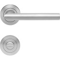 Karcher Design Verona ER37 Door Handle Set with Satin Stainless Steel Rosette and WC Escutcheon per piece