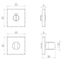 Pair of black lacquered WC escutcheons with square lock, Home series / pc