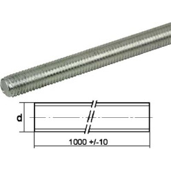 Tige filetée acier zingué 4.6 DIN 975 Ø12x1000mm / pce