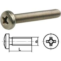 Metaalschroef in inoxA2 met cylindrische kop DIN 7985H Ø5x25mm / 200pce