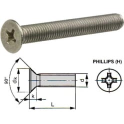 Vis à métaux inox A2 tête fraisée DIN 965H Ø6x25mm / 200pce