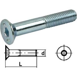 Metric DIN 7991 Zinc-Plated Steel Hex Socket Countersunk Head Screw M6x30mm Pack of 500 pieces