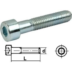 Vis métrique acier zingué tête cylindrique 6 pans creux DIN 912 Ø6x60mm / 200pce