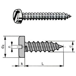 A2 Stainless Steel Slotted Pan Head Sheet Metal Screws DIN 7971 Ø4.8x19mm / 200pcs