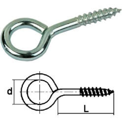 Zinc-Plated Steel Screw Eye Hooks Ø3.45x25x10mm / 100pcs