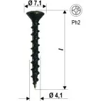 Vis de ferrures à tête fraisée PH2 6153 pour profil PVC Ø4,1x35mm Bichromaté / 3000pce