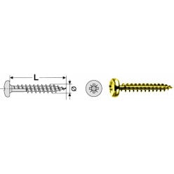 Vis WINGLIN bichromatée tête ronde (PZ2) Ø5x60mm / 200pce