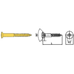 Houtschroef messing lenskop met kruisgleuf (PZ2) DIN 7995 Ø5x40mm / 200pce