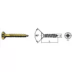 Brass Countersunk Pozidriv Wood Screws (PZ1) DIN 7997 Ø3x25mm / 200 pieces